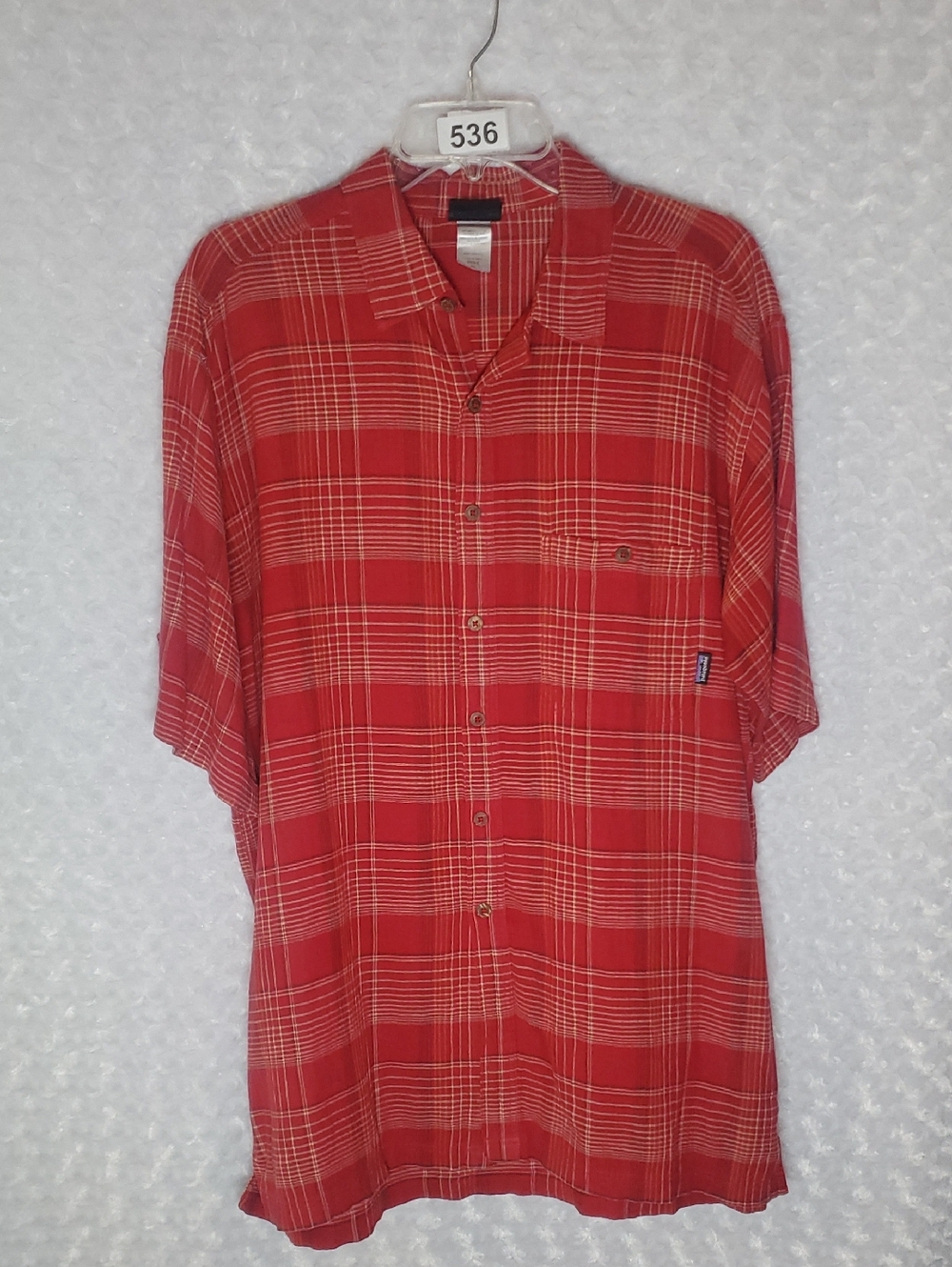 Men's Red Plaid Short-Sleeve Button-Up Shirt - Size XL